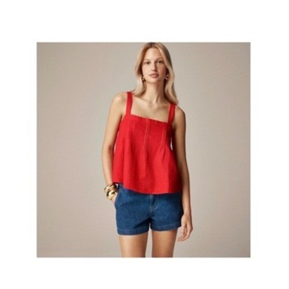 J. Crew Bow-back 100% linen tank top preppy essential Cottagecore coastal sz XL